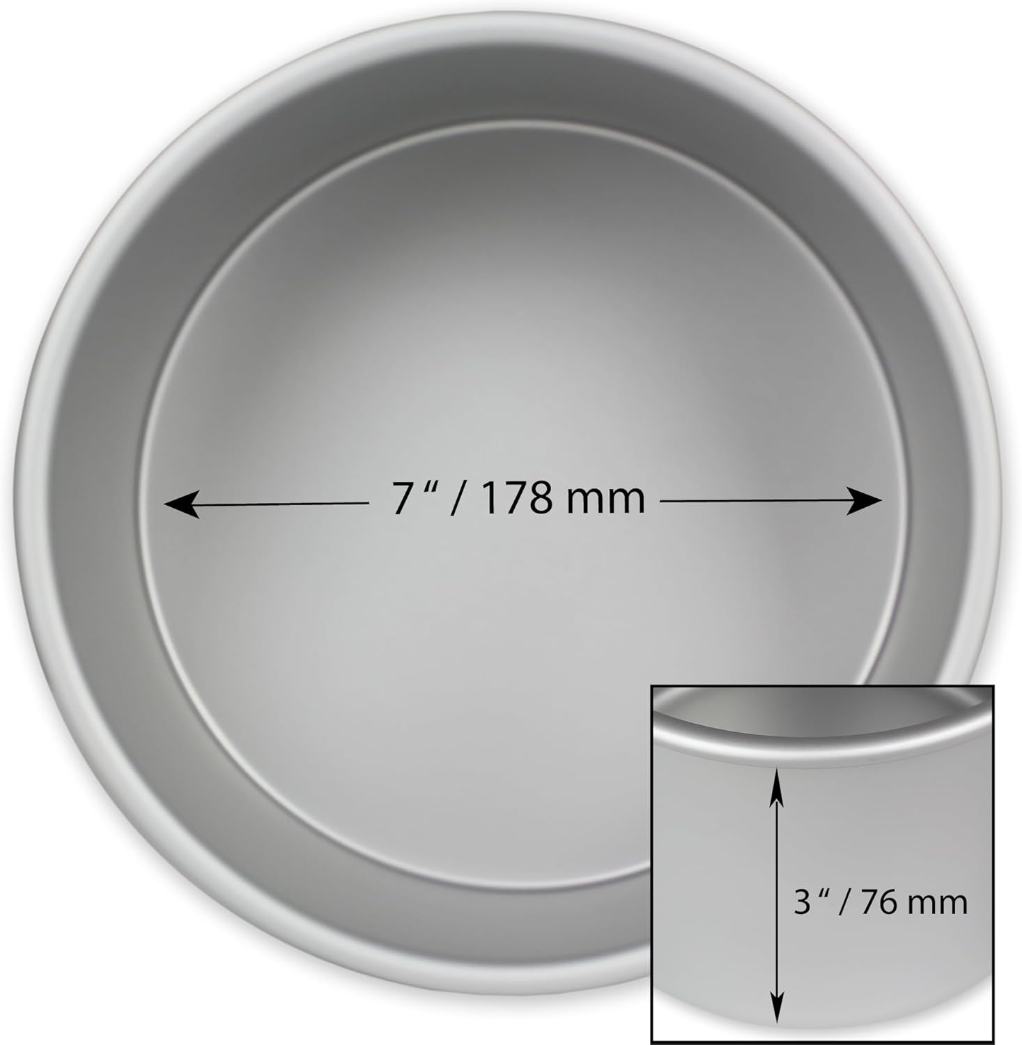 PME 7-Inch Professional Round Anodized Aluminum Deep Cake Baking Pan