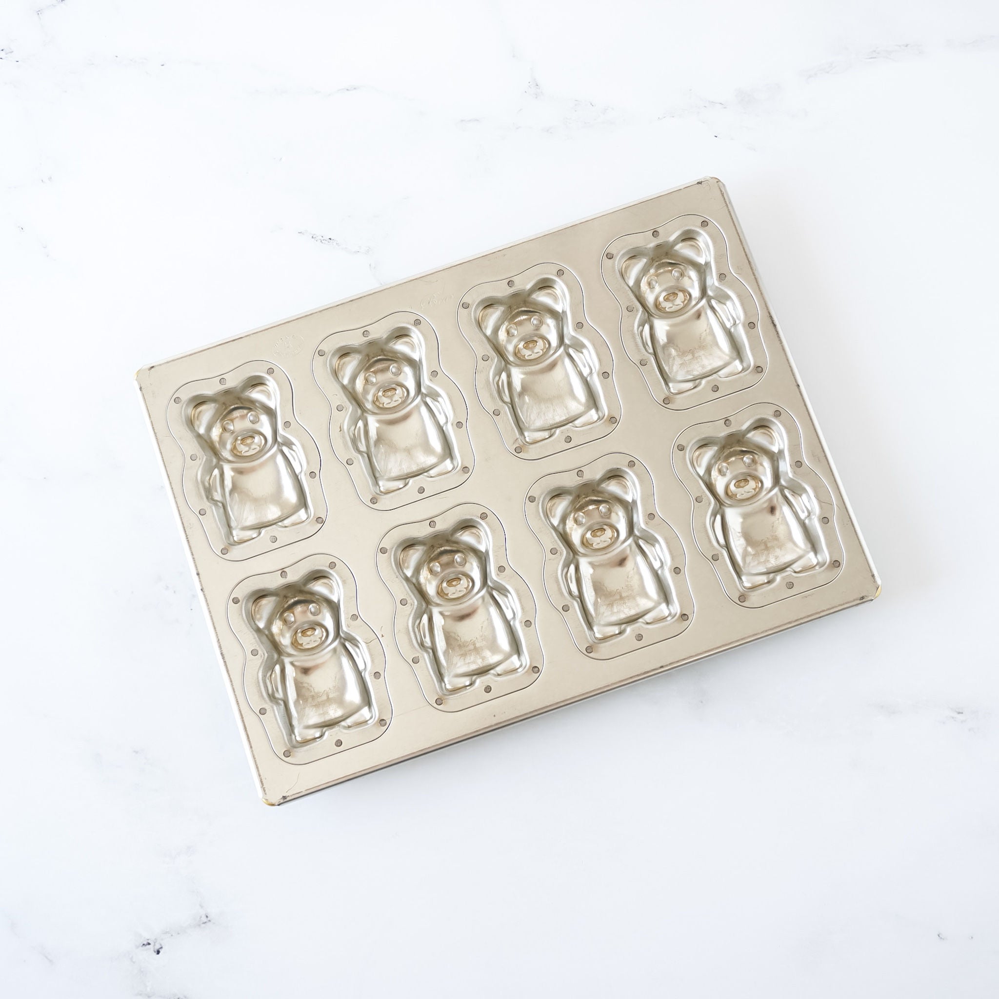 Matsunaga Japan Bear Shaped 8 Cavity Silicone Coated Madeleine Pan