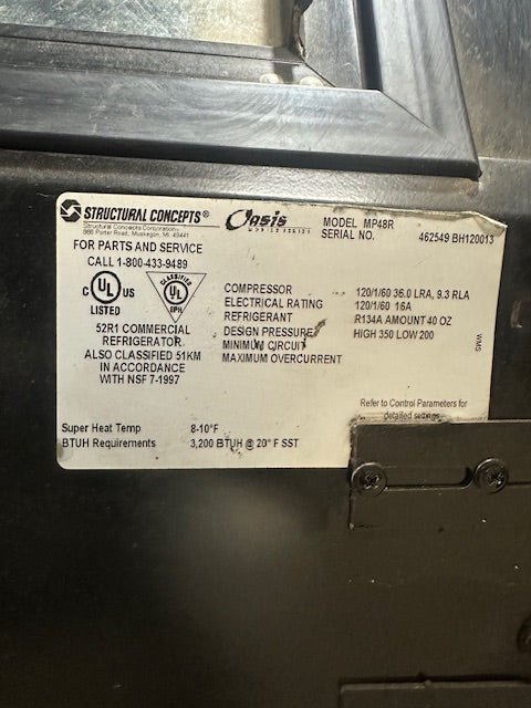 Structural Concepts MP48R Lighted Curved Glass Refrigerated Bakery Display Case