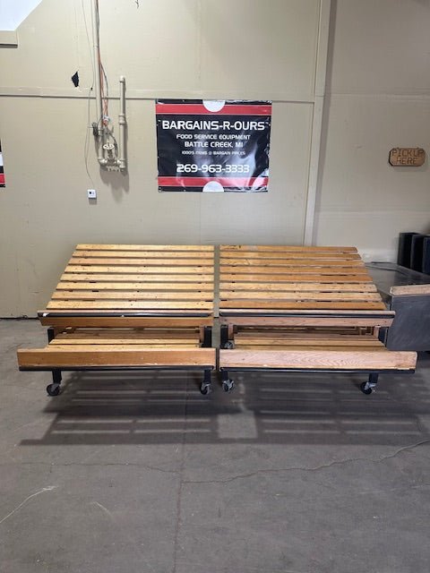 CMS Mobile Wooden Foldable Bakery Display Racks Lot of 2