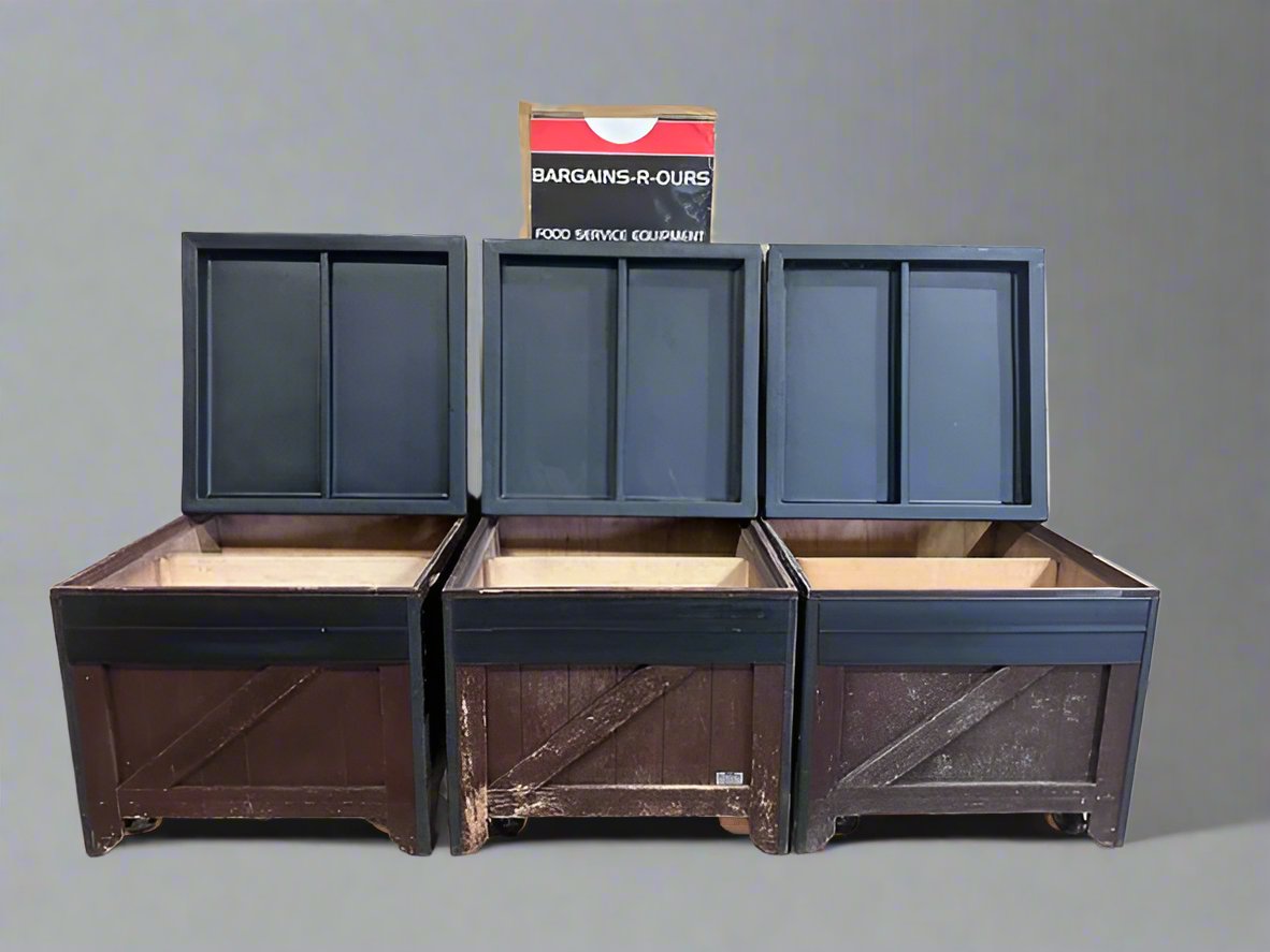 CMS Wooden Produce and Bakery Dry Food Stands on Casters