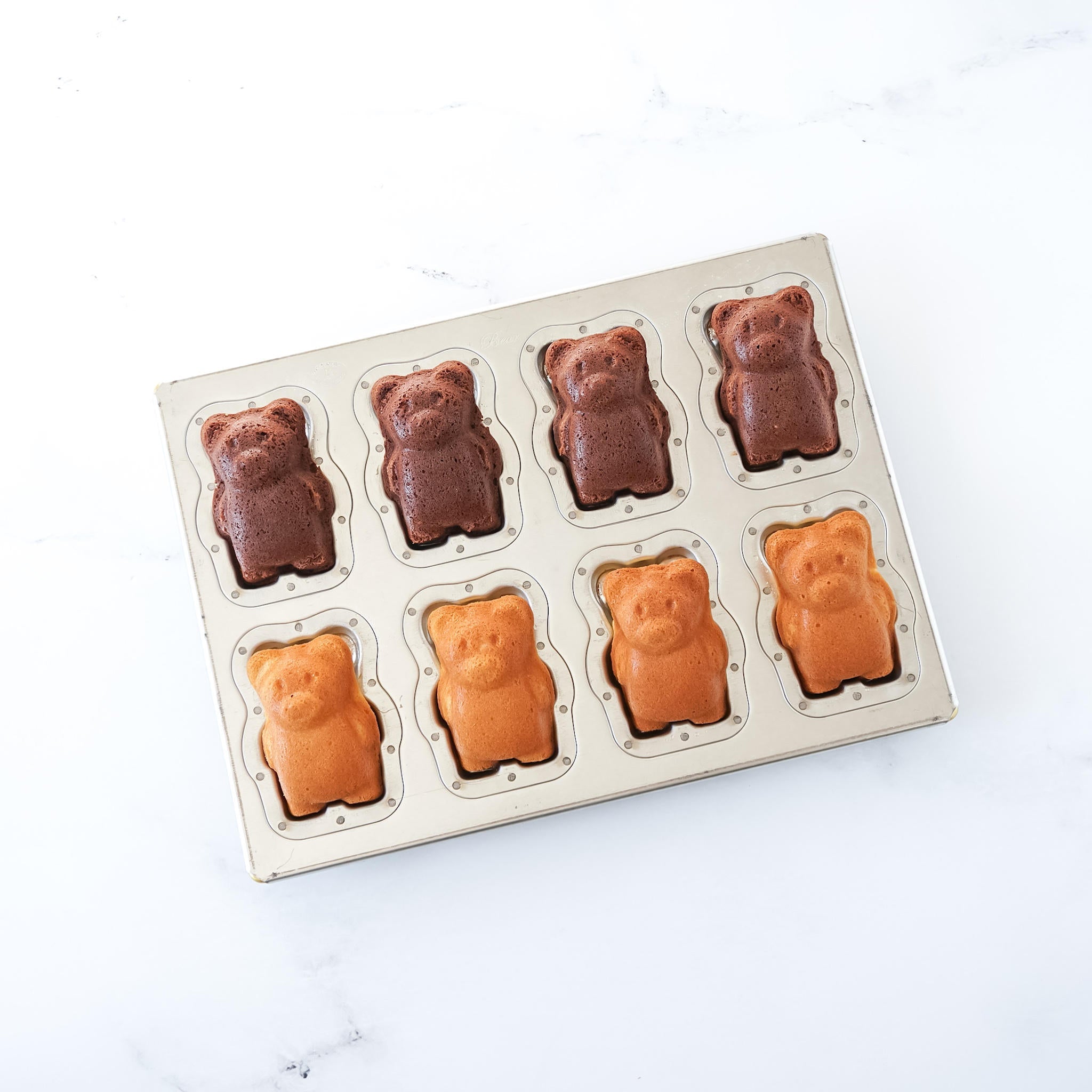 Matsunaga Japan Bear Shaped 8 Cavity Silicone Coated Madeleine Pan