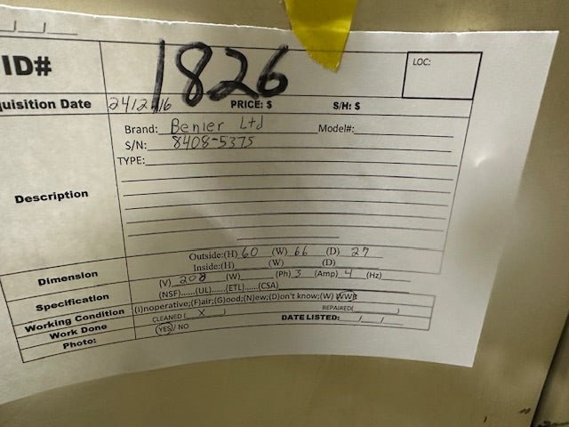 Benier Ltd B077 Floor Type Dough Sheeter Mechanic Special 66-Inch