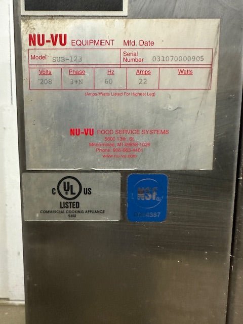NUVU SUB-123 Commercial Electric Bakery Combo Oven and Proofer